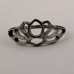 Silver Tone Lotus Flower Ring
